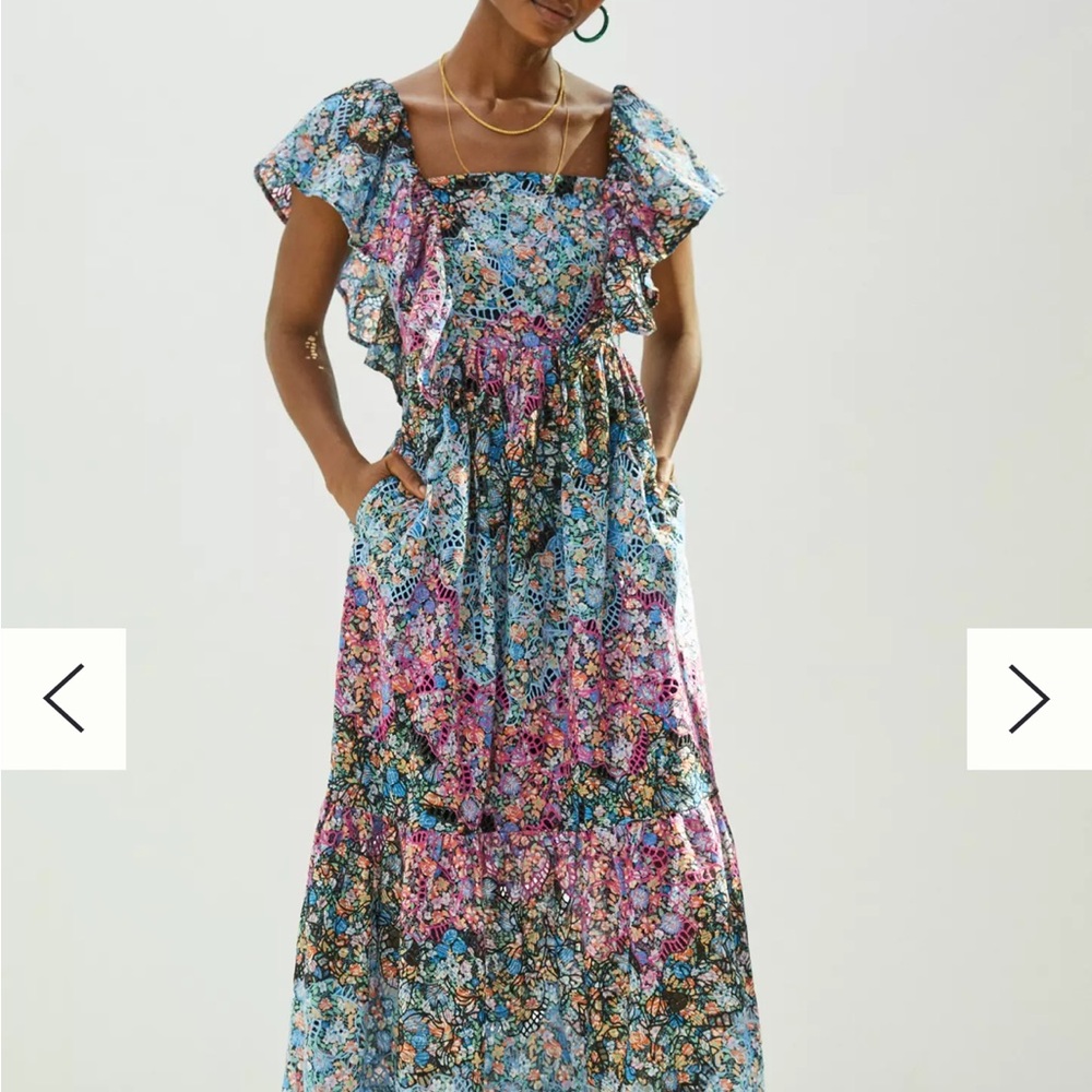 Anthropologie Clementina Eyelet Maxi Dress